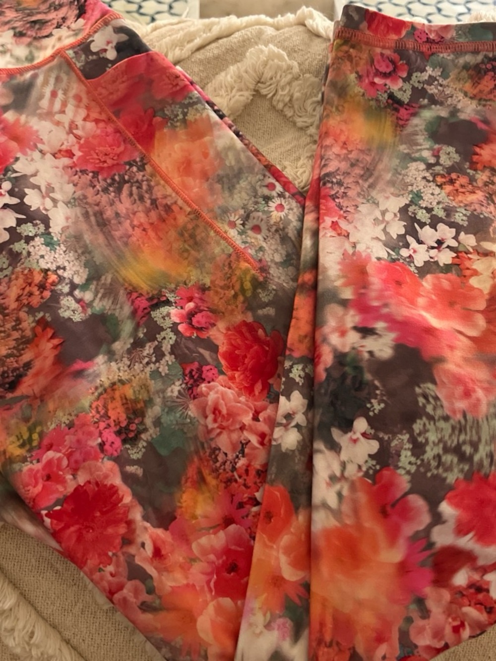 Athleta Floral Multicolor Leggings - Pink, Orange, Green
